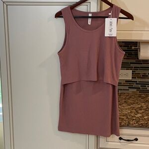 Latched Mama Ribbed Sleeveless nursing top in Dusty Pink